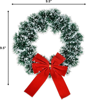 6 Christmas Wreath 9.5 with Red Velvet Bow Tinsel Wreaths Crafts for Door Kitchen Decor