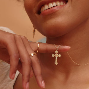 Cross Necklace Faith Pendant 14K Plated Dainty Chain Minimalist Simple Tiny God Lords Prayer Religious Jewelry
