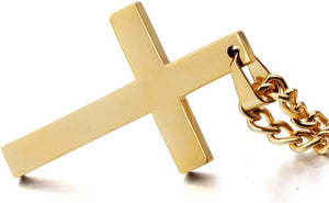 Cross Necklace Pendant for Women Men Cross Chain Gift (Gold)