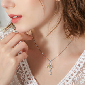 Cross Necklace 925 Sterling Silver Celtic Knot Cross Infinity Heart Love Pendant Necklace 18"