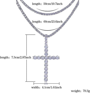 14K Gold Plated Large Nail Cross Chain Iced out CZ Pendant Hip Hop Jewelry for Women with Stainless Rope Chain