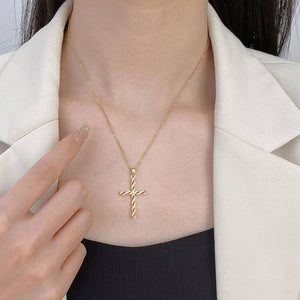 Christian Faith Cross Necklaces for women, Cubic Zirconia Pendant 14K Gold Plated Choker Necklaces