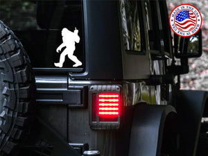 Big Foot Middle Finger Decal Vinyl Car Sticker Sasquatch Funny, White, 6 Inches