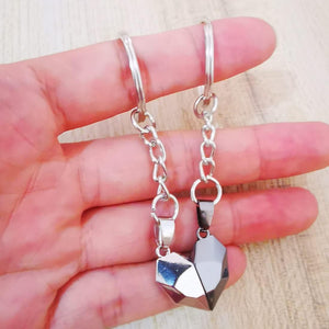 Two Souls One Heart Keychain for Couple Wishing Stone Creative Matching Keyring