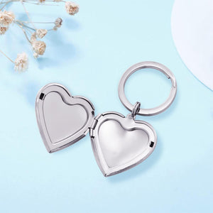 Silver Heart Locket Keychains For Women Black Silver Locket Key chain that Hold Pictures Photo Keychain as Gifts