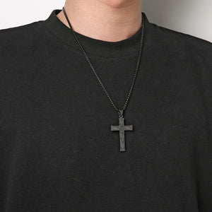 Men's Stainless Steel Infinity Celtic Cross Irish Knot Pendant Necklace, 22+2" Link Chain, Black