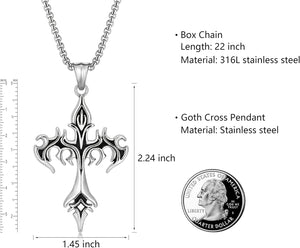 Cross Necklace for Men Silver Cross Chain for Men Gothic Cross Pendant Jewelry