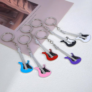 6pcs Aesthetic Punk Music Guitar Keychain, Guitar Keyring Cute Key Chain Key Rings For Music Lovers