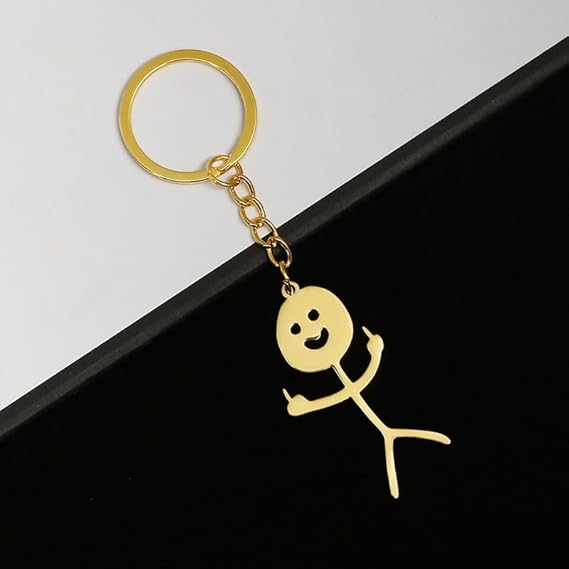 Funny Doodle Stainless Steel Keychain Middle Finger Keyring Long Distance Friendship BFF Matching Jewelry Gift