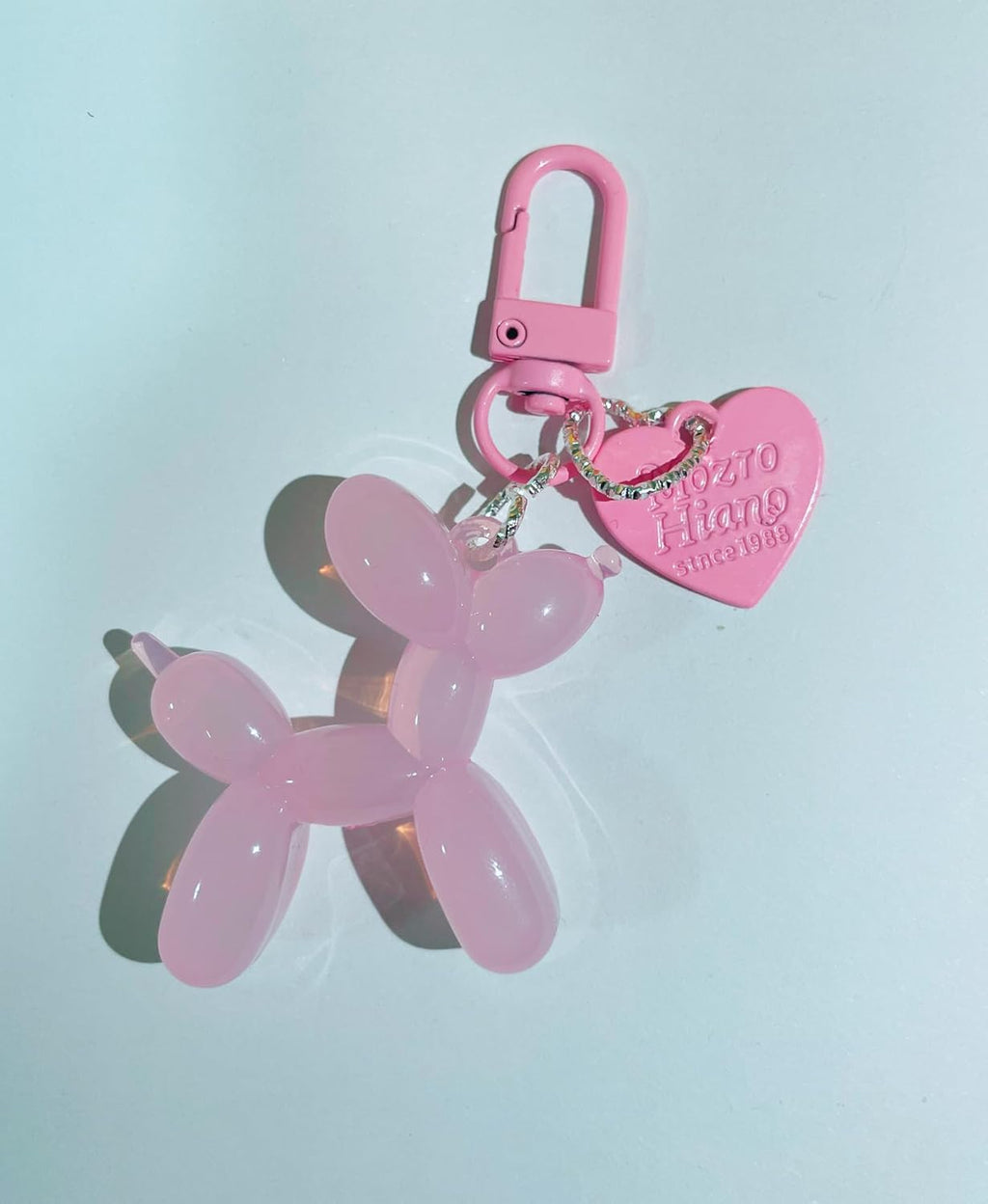 Jelly Balloon Dog Design Keychain for Women, Cute Girls Key Chain, Light Pink