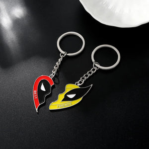 Best Friends Deadpool and Wolverine Keychain Love Heart Friendship Keychains for Women Men Couples Friends Gifts