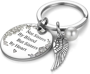 Not Sisters by Blood but Sisters by Heart Friendship Keychain for Women Teen Girls ,Gifts for Best Friend Birthday Graduation