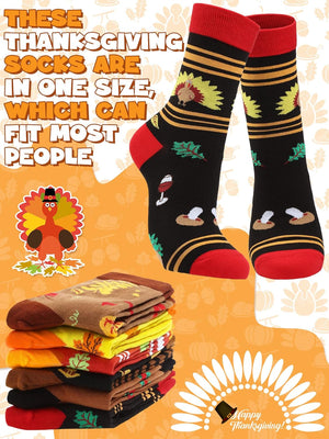 6 Pairs Thanksgiving Socks Fall Autumn Socks Bulk Harvest Fuzzy Socks Novelty Socks Unisex Turkey Pumpkin Stocking Thanksgiving