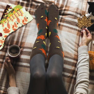 6 Pairs Fall Socks Thanksgiving Compression Socks Autumn Socks for Women Men with Turkey, Maple, 6 Design