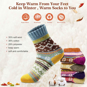 Women Socks Winter - Gifts for Women - Warm Thick Soft Wool Socks Christmas Gifts Socks Cozy Crew Socks, 5 Pairs