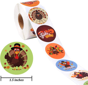 600 Pieces Funny Thanksgiving Stickers Assortment Turkey Design Roll Stickers for Party Favors Supplies