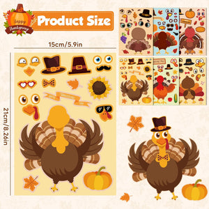 Thanksgiving Crafts for Kids - DIY Turkey Stickers,Kids Thanksgiving Games Gifts Activities Party Favors Supplies | Thanksgiving Decorations (24 Sheets)