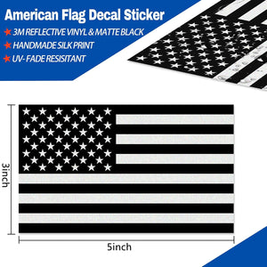 Reflective Subdued American Flag Sticker 3" X 5" Tactical Military Flag USA Decal Great for SUV, 3 Pack