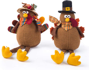 2 Pack Stuffed Turkey Couple Doll Thanksgiving Tabletop Decoration Exquisite Handmade Turkey Doll Kit