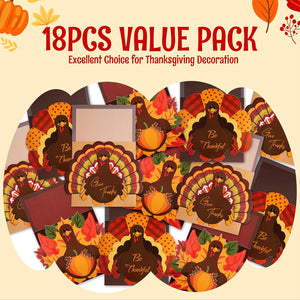 18PCS Thanksgiving Cutlery Holders Set, Thanksgiving Turkey Utensil Décor, Autumn Fall Harvest Party Supplies