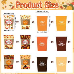 12Pcs Thanksgiving Gift Card Holder, Thanksgiving Appreciation Coffee Cup Gift Card Holder for Happy Thanksgiving Coffee Gift Cards