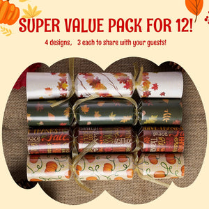 12 Pack Thanksgiving Party Table Favor No Snap No Popping with Party Hat, Joke & Gift Inside, Thanksgiving Holiday Traditions,