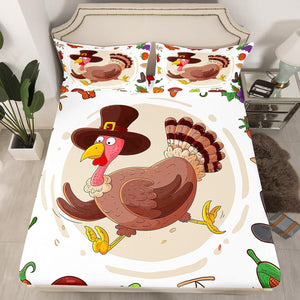 Wild Turkey Bed Sheets Set Full for Boys Kids Cute Turkey Sheet Set,Thanksgiving Day Gifts for Girls Women Autumn Harvest Decoration