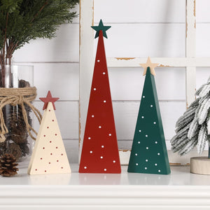 Three Sizes Wooden Christmas Tree Sign with Star-Christmas Decorations for Home Shelf Mantel Fireplace Table Party Decor