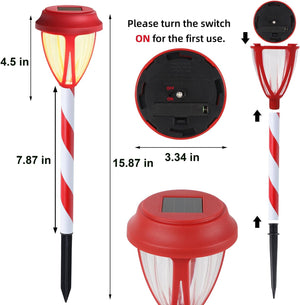 10Pack Solar Christmas Garden Lights, Outdoor Solar Powered Solar Candy Cane Pathway Markers