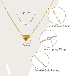 Aesthetic Gold Plated Heart Necklace Heart Pendant Necklace, Boho Jewelry