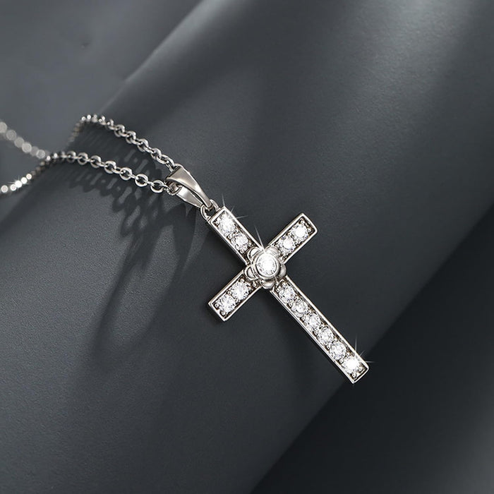 Dainty Silver Cross Pendant, Zircons Alloy Pendant, Necklace Birthday or Chrismas Holiday for Women and Man(Without chain)