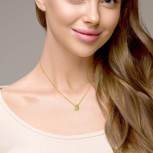 14K Gold Plated Pendant Necklace for Women Cubic Zirconia Necklace Hypoallergenic Two Tone Necklace