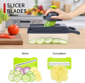 14 in 1 Multifunctional Food Chopper, Kitchen Vegetable Slicer & Juline Dicer