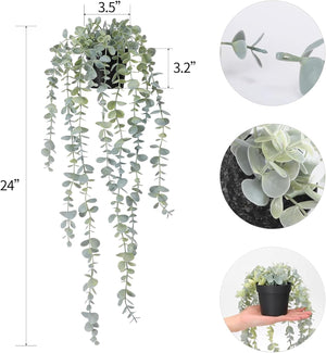 Artificial Hanging Plants Fake Eucalyptus Potted Plant Hanging Plant for Wall Room Home Decor, 1 Piece