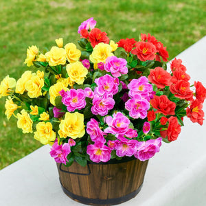 Artificial Fake Camellia Flowers Plants for Outdoor Outside, Faux Silk Mixed UV Resistant Look Real Flowers, 3 Bundles