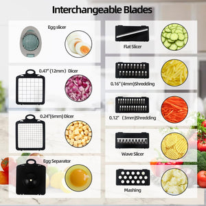 Vegetable Chopper with Container, Mandoline Slicer & Cheese Grater