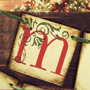 Vintage Merry Christmas Banner - Retro Nostalgic Traditional Old Fashioned Victorian Xmas Holiday Decor