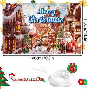 Christmas Backdrop Merry Christmas Party Decoration Background Photo Props for Winter New Year Xmas Eve Family Party Decoration (Red & White)
