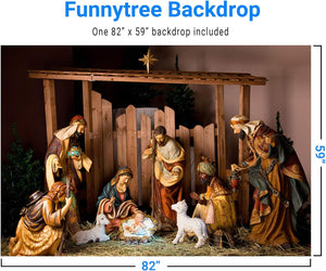 7x5ft Christmas Manger Scene Photography Backdrop Holy Night Nativity Photographic Background Merry Xmas Portrait Photobooth