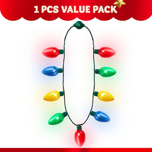 1 Pack Christmas Necklace LED Light Up Bulb Necklace 9 Bulbs LED Necklaces Holiday Necklace Costume Accessories