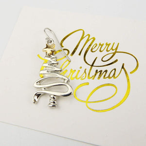 Cute Christmas Tree Piercing Dangle Earrings Golden Silver Two Tone Women Holiday Gift