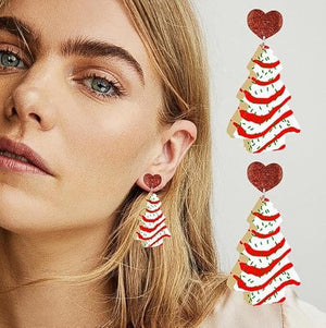 Holiday Earrings Colourful Christmas Tree Drop Dangle Earrings for Christmas Jewelry for Women