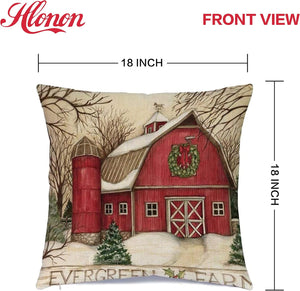 Christmas Pillow Covers 18 x 18 Inches Set of 4 - Xmas Series Cushion Pillow Cover