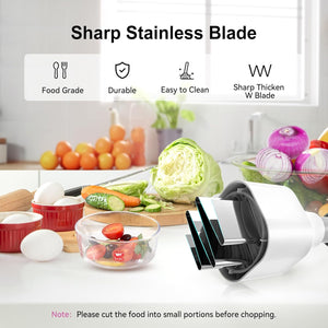 Food Chopper with Stainless Steel Blade Chopper - Veggie Chopper with Container, Gray