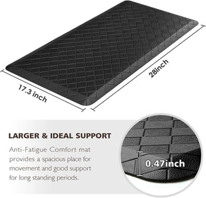 Floor Mat Cushioned Anti-Fatigue ,17.3"x28",Thick Waterproof Non-Slip Mats and Rugs Heavy Duty, Black