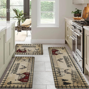 Farmhouse Kitchen Rugs Anti Fatigue 3 Piece, Washable Non-Skid Kitchen Mat, Size 18'' x 30''+18" x 48"+18" x 60"