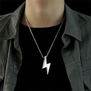 Lightning Bolt Necklace for Men Women Titanium Steel Punk Hip Hop Necklace