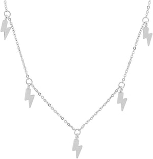 8k Gold Plated Lightning Bolt Pendant Necklace, 15"+2" Extender