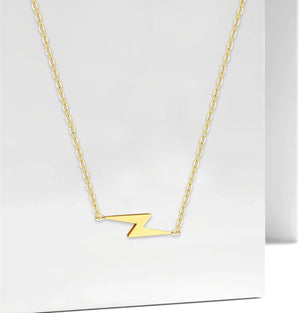 Lightning Bolt Gold Dainty Necklaces for Women 14k Gold Plated