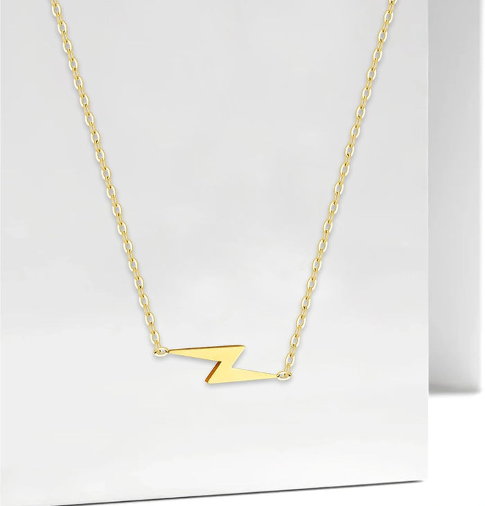 Lightning Bolt Gold Dainty Necklaces for Women 14k Gold Plated